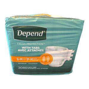 Depend Protection with Tabs 20 Pack Unisex Underwear Small/Medium New